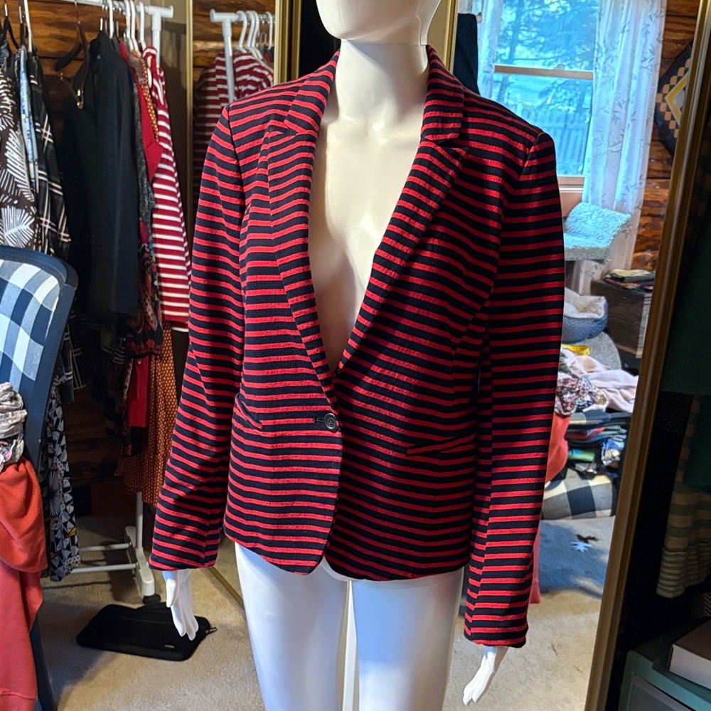 Loft Striped Women's Blazer - Red and Navy